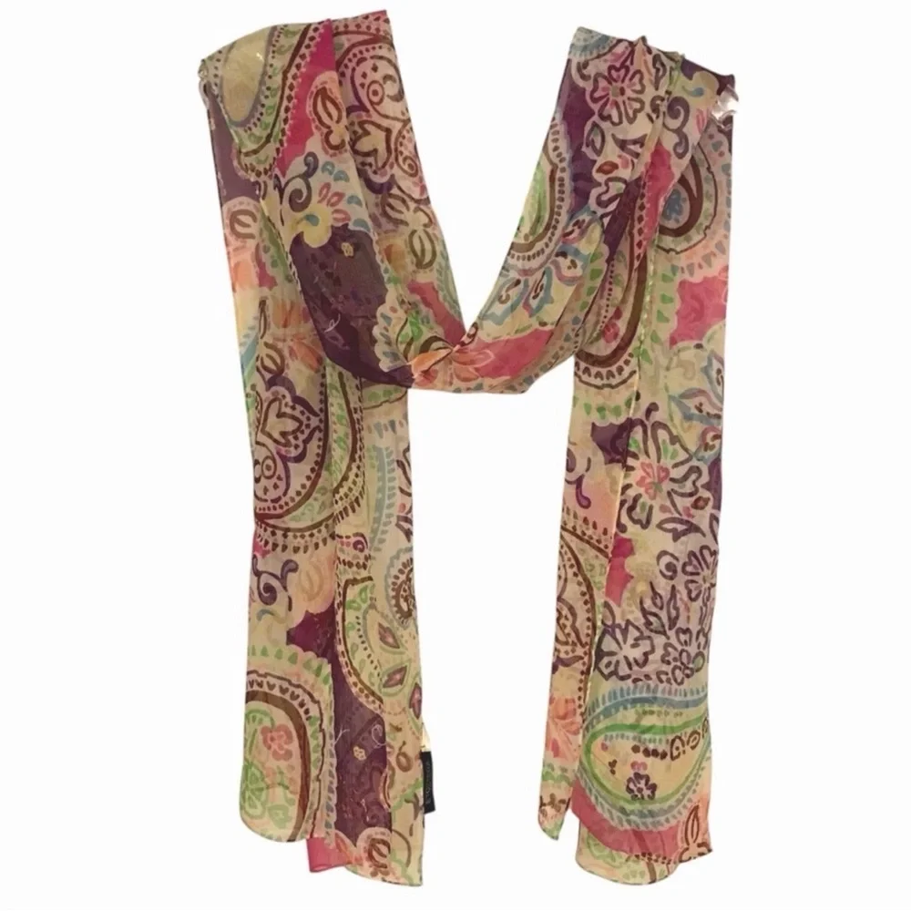ETCETERA 100% Silk Scarf *Colorful Paisley Print*